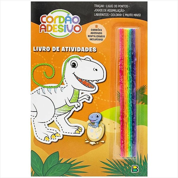 LIVRO DE ATIVIDADES COM CORDAO ADESIVO DINOSSAURO