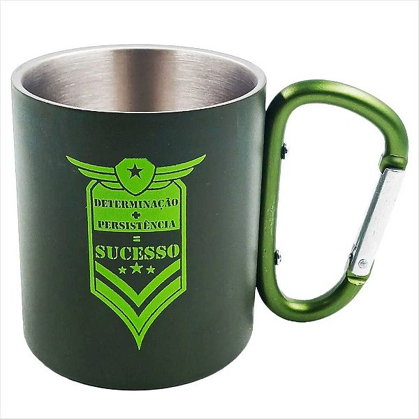 Caneca Mosquetão Sucesso 220ml em Aço Inox