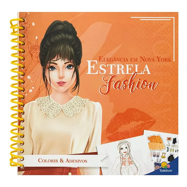 LIVRO ESTRELA FASHION  COLORIR E ADESIVOS ELEGANCIA EM NOVA YORK
