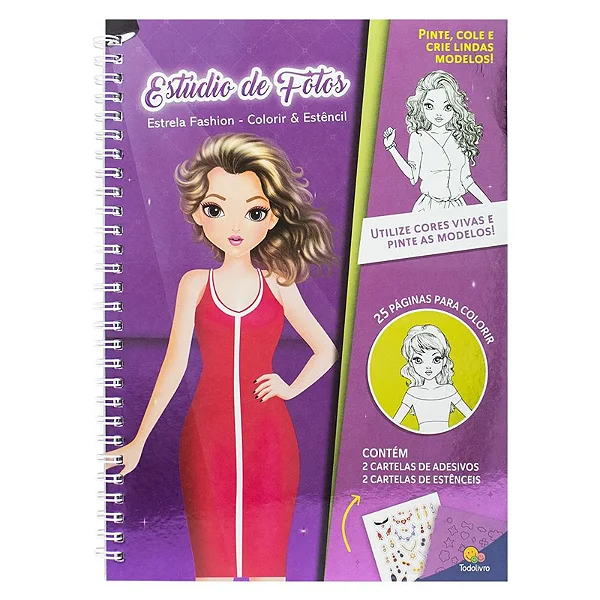 LIVRO ESTRELA FASHION  COLORIR  ESTENCIL ESTUDIO DE FOTOS