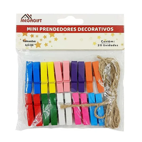 JOGO DE MINI PRENDEDOR 20PCS 3,5CM MDF