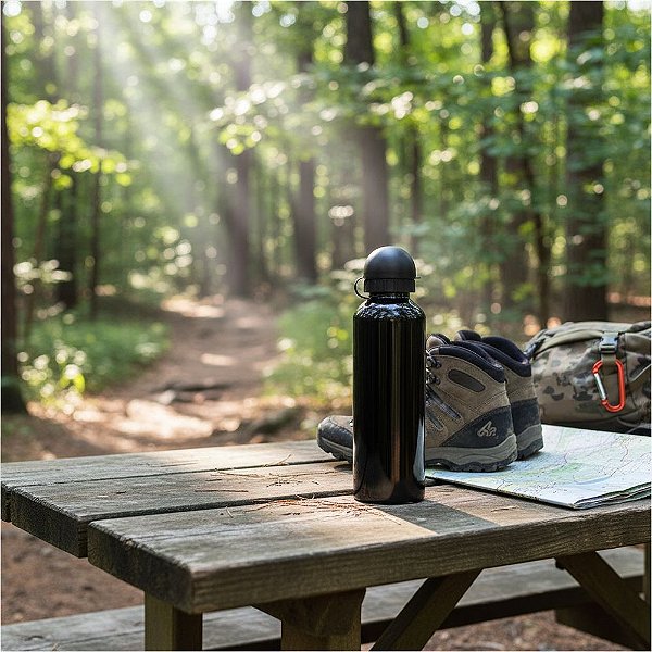 Garrafa Preta 500ml em Alumínio