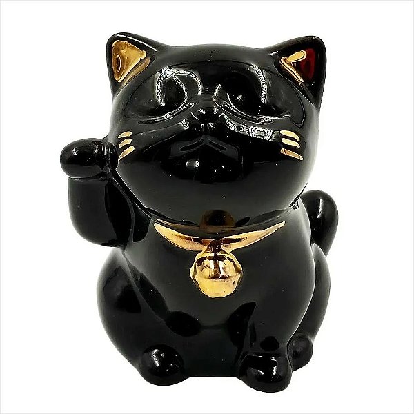Gato Da Sorte Decorativo 9x6cm Em Porcelana