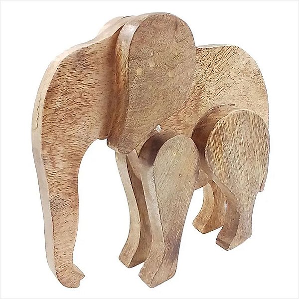 Elefante Decorativo 24,5cm em Madeira Mabruk
