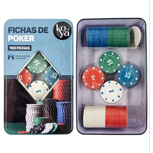 Jogo de Poker C/ 100 Fichas em Plástico Koya
