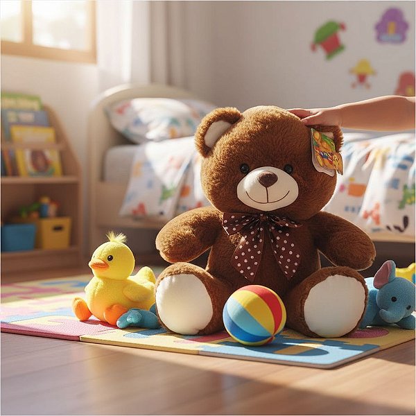 Urso de Pelúcia Decorativo 30cm em Poliéster Fizzy