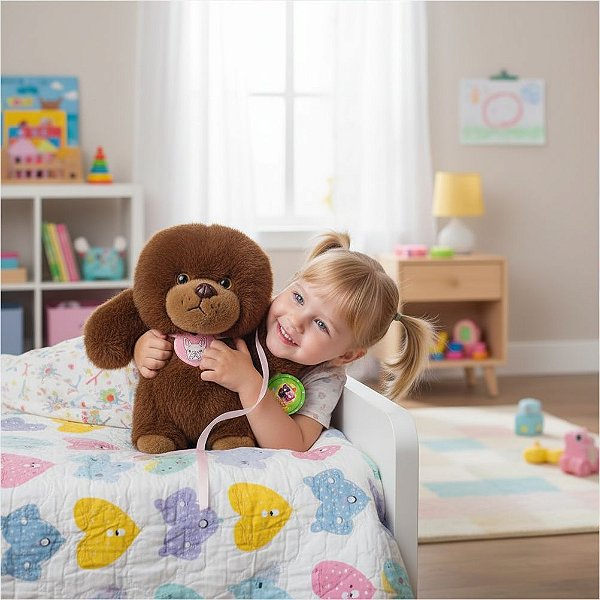 CACHORRO 25CM PELUCIA COM GUIA