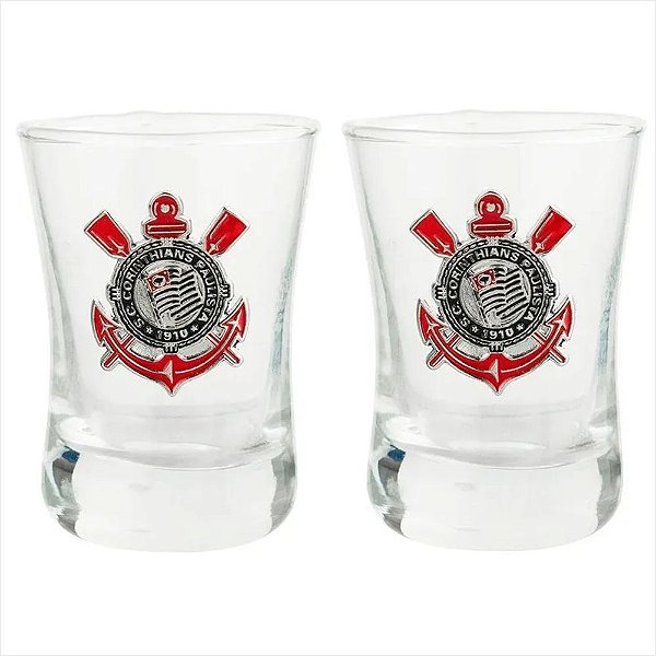 Jogo De Copos Shot Corinthians 2 Peças 50ml em Vidro Oficial