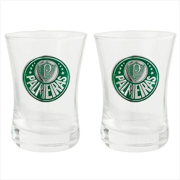 Jogo De Copos Shot Palmeiras 2 Peças 50ml em Vidro Oficial