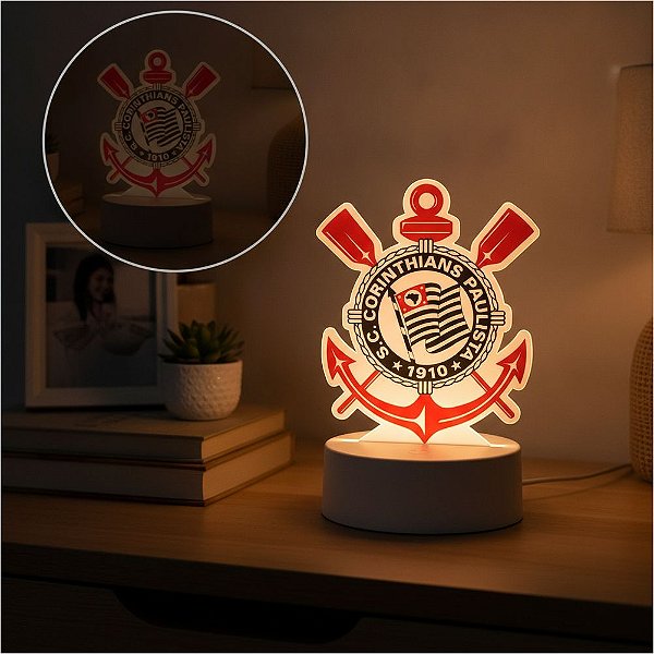 Luminária Escudo Time 18cm  Corinthians Oficial