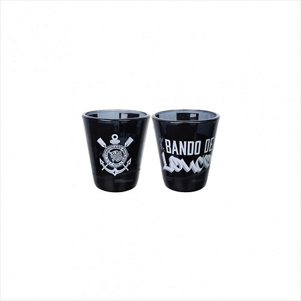 Copo Shot de Vidro Corinthians 55 ml com 2 Peças Bando de Loucos