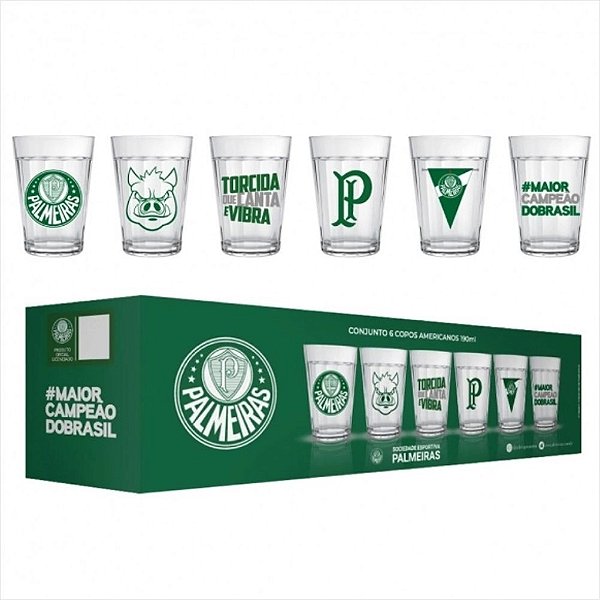 Copo Americano Palmeiras 190 ML 6 Un Exclusivo Torcedores