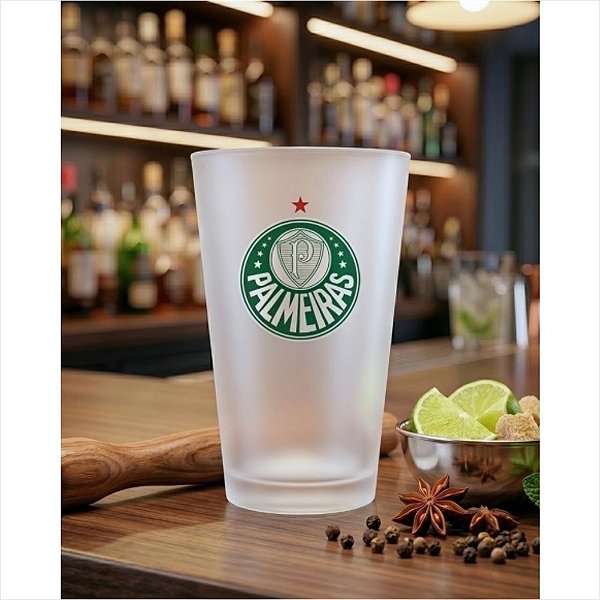 Copo de Vidro Caipirinha Fosco Palmeiras 450ml Oficial