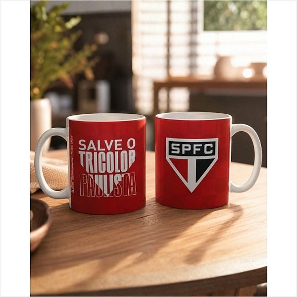 Caneca de Cerâmica Reta 300ml São Paulo FC  Tricolor Oficial