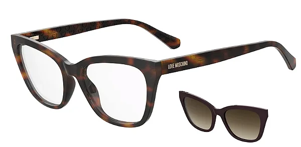 Armação Óculos Grau Clipon Love Moschino Mol071cs Havana 53