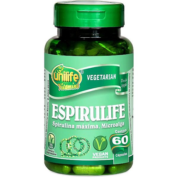 Espirulife Spirulina 500mg 60 Cápsulas Unilife