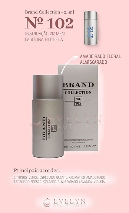 Brand Collection 102 - Inspirado no 212 MEN TRADICIONAL CH - 25ml