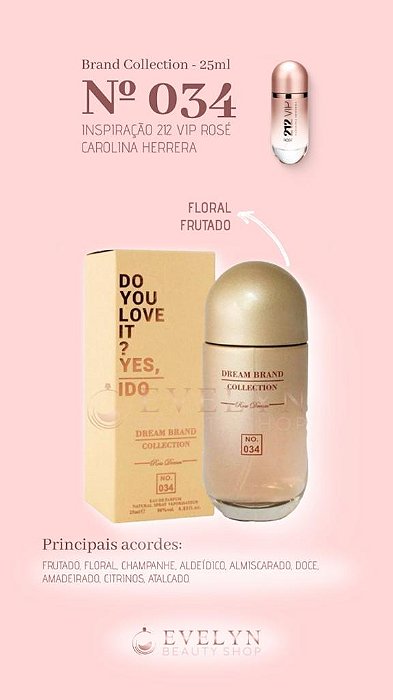 Brand Collection 034 - Inspirado no 212 VIP ROSE CH - 25ml