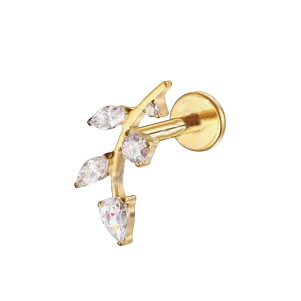 Piercing Raminho Cravejado M - Titânio