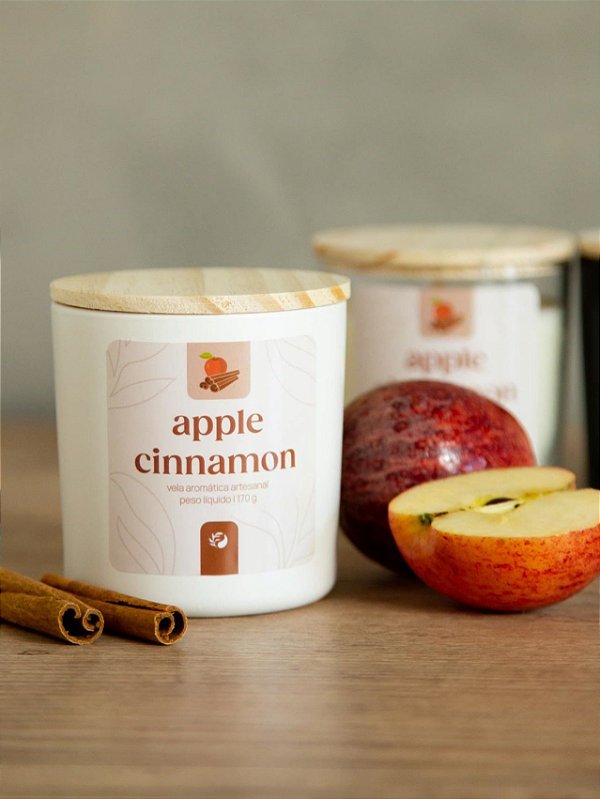 Vela Apple Cinnamon - Frasco Branco