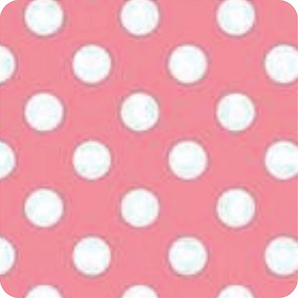 Tricoline Poá Grande Rosa e Branco 100% Algodão - 0,50 METRO x 1,50 LARGURA