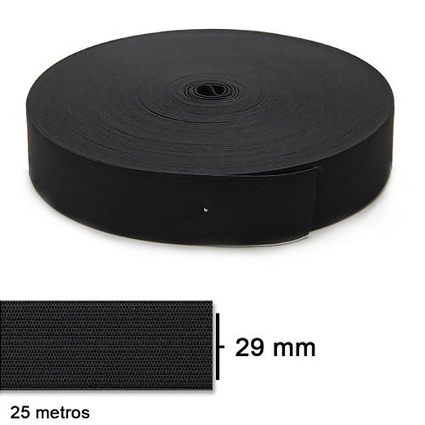 Elástico Jaraguá Zanotti preto n.30 29mm - rolo com 25m