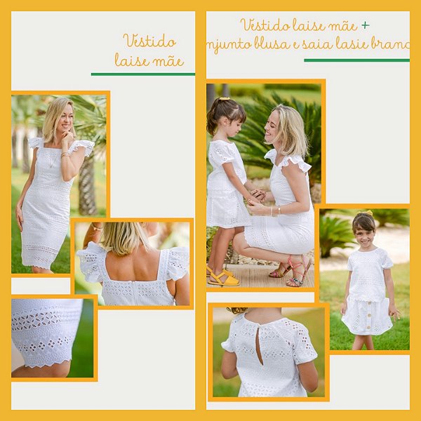 Vestido Adulto Laise Branco - Coleção Mãe & Filha - Clássicos MB