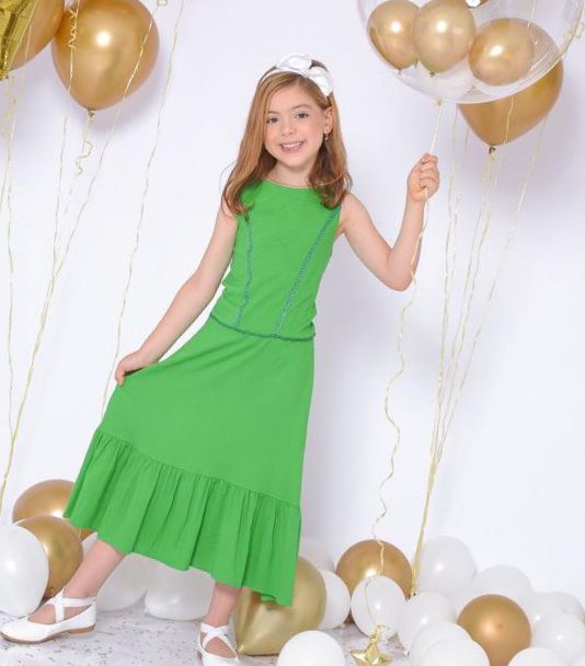 Vestido Infantil Issa Verde - Coleção Mãe & Filha