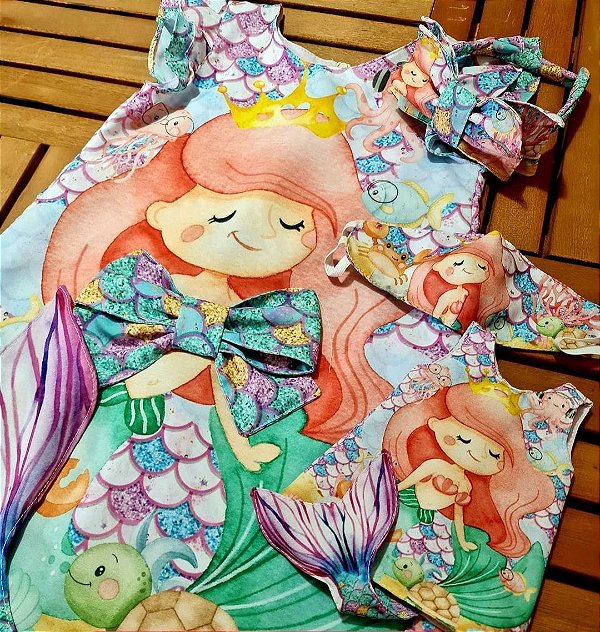 Vestido sereia cabelo coral - coleção puppy