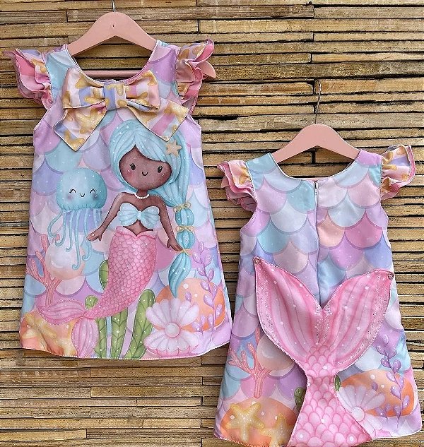 KIT do Vestido Sereia Cabelo azul - Coleção Puppy