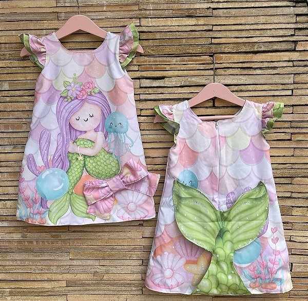 KIT do Vestido Sereia Cabelo lilás - Coleção Puppy