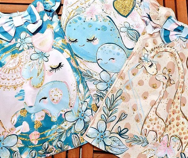 KIT vestido Elefantes - Coleção Puppy