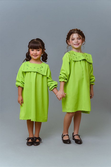 Vestido Luly verde lima -manga longa