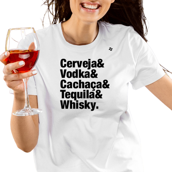 CAMISETA CERVEJA, VODKA, CACHAÇA, TEQUILA E WHISKY