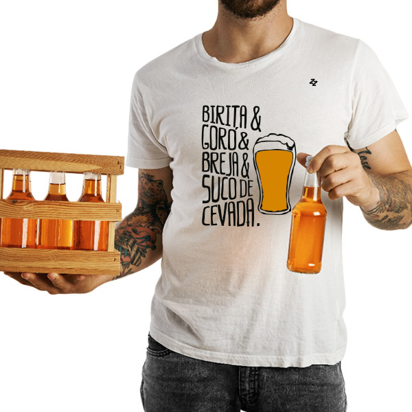 CAMISETA BIRITA, GORÓ, BREJA E SUCO DE CEVADA.