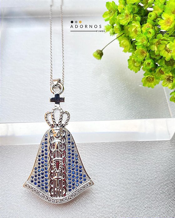 Colar N Sra Aparecida c/ Zircônias