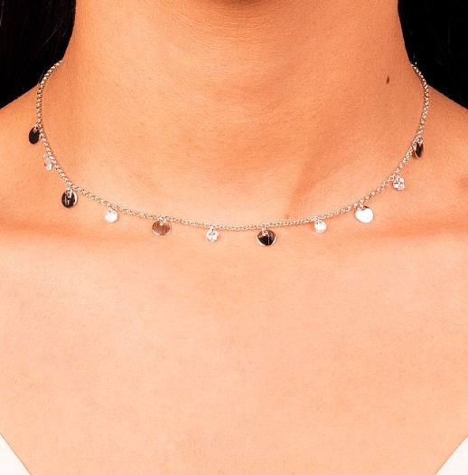 Colar Choker de Pingentes Redondos com Zircônias