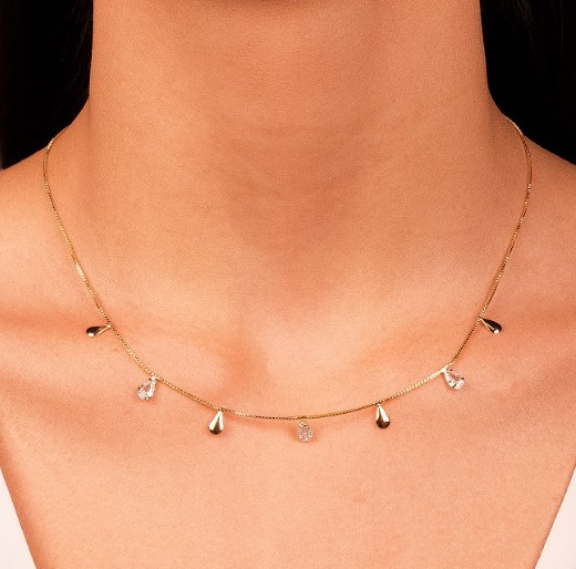 Colar Choker Gotas Brilhantes