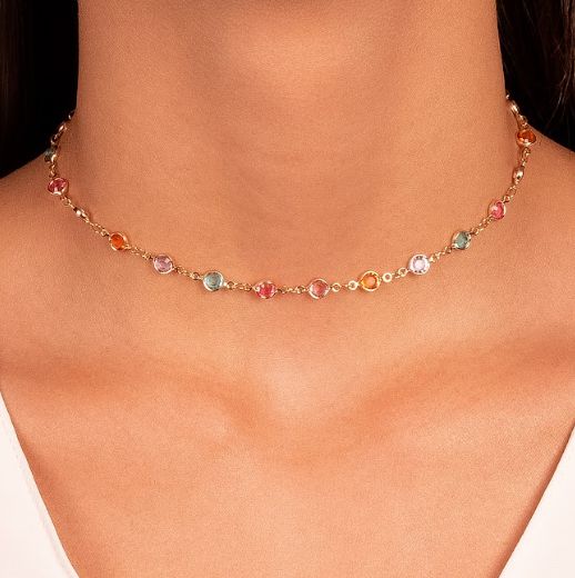 Choker Cristais Coloridos