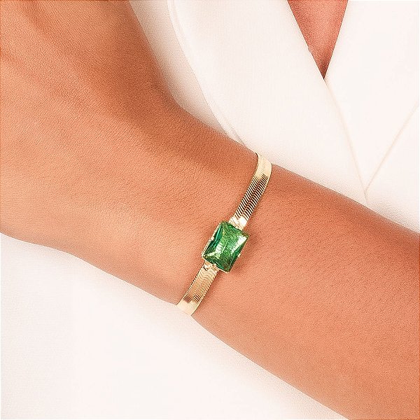 Pulseira Fita c/ Cristal Retangular