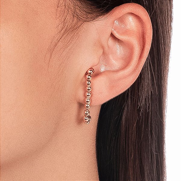 Brinco Ear Hook Bolinhas - Banho Ouro 18k
