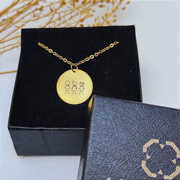 Colar Personalizado Membros da Família - Ouro 18k