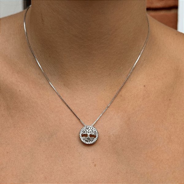 Colar Árvore da Vida Renascimento da Vida - Ródio Branco