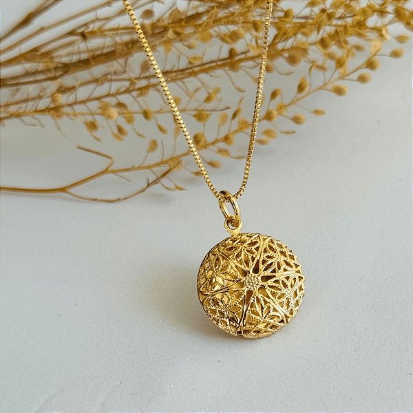 Colar Relicário Redondo Memórias de uma Vida - Ouro 18k