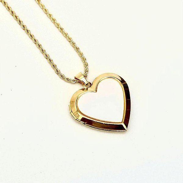 Colar Relicário Pérola do Coração - Ouro 18k