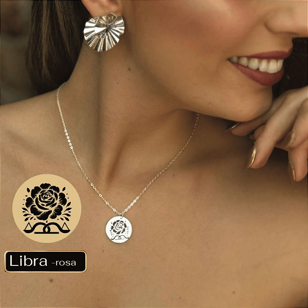 Libra: Colar Flores do Zodíaco - Rosa