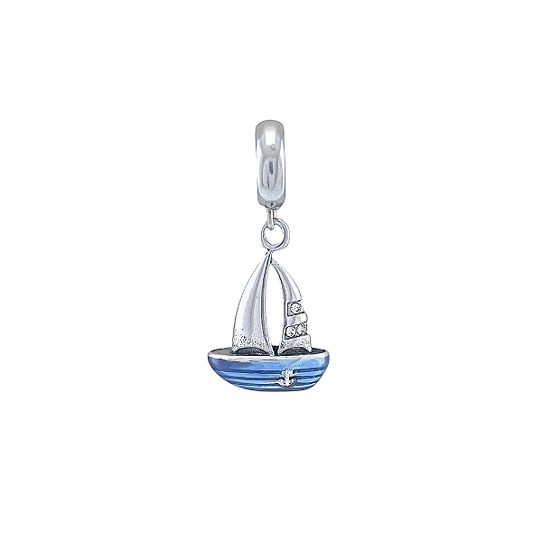 Pingente Charms Ocean Barco Navio Azul