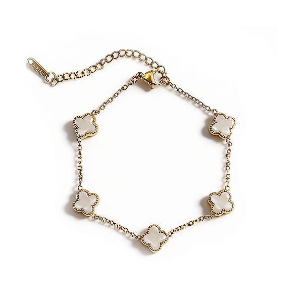 Pulseira Ajustável 5 Trevos Lucky Pearl