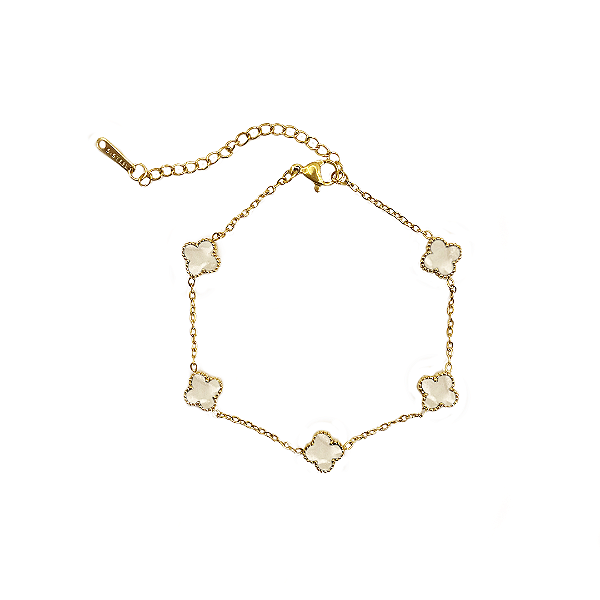 Pulseira Ajustável 5 Trevos Lucky Pearl
