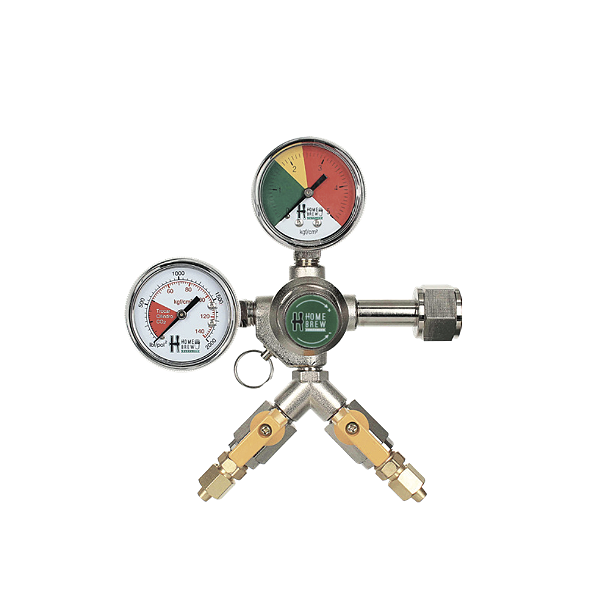 Regulador de pressão CO2 com manômetro 2 vias - Latão